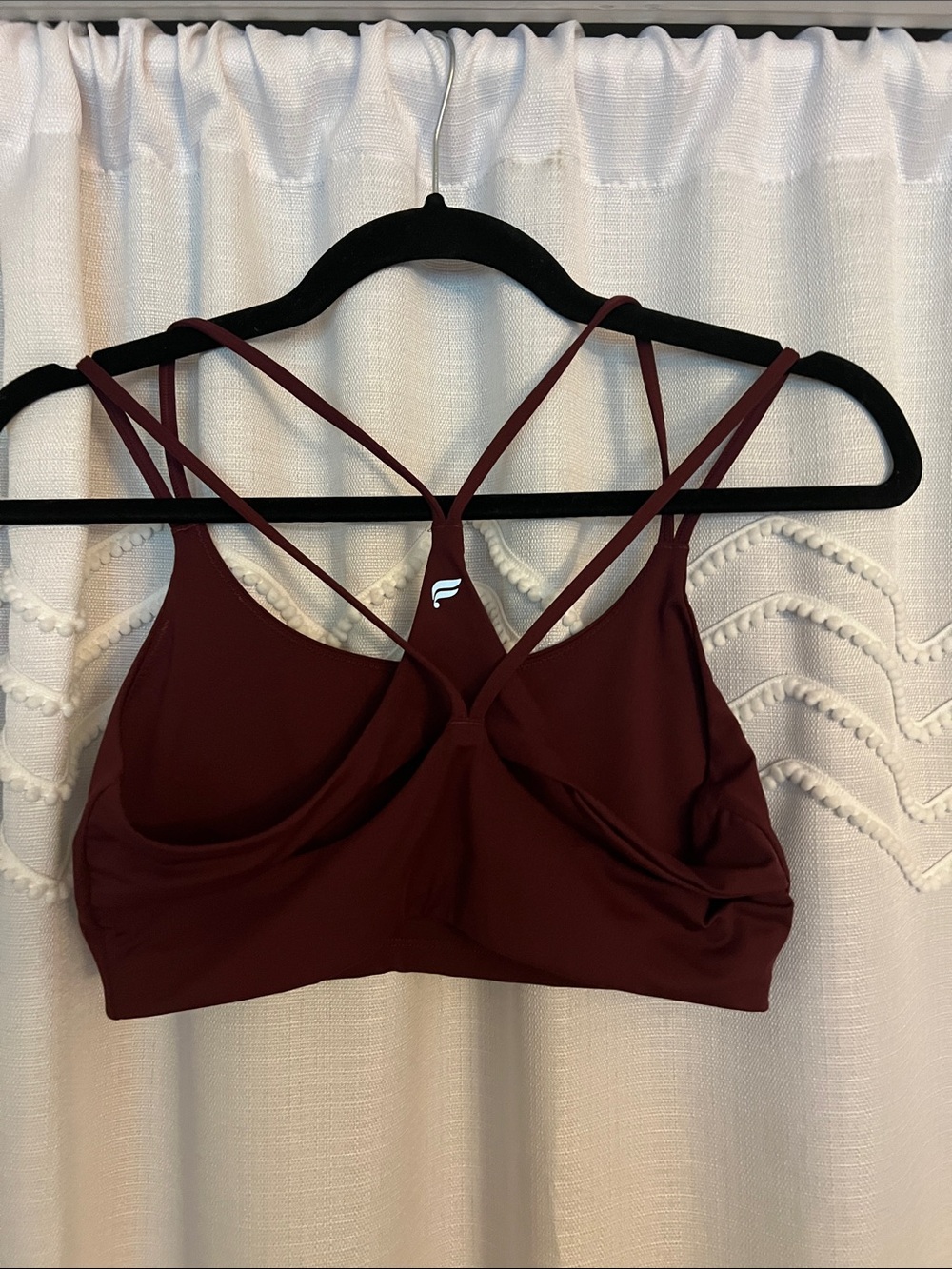 Fabletics Strappy Sports Bra in Burgundy Wine